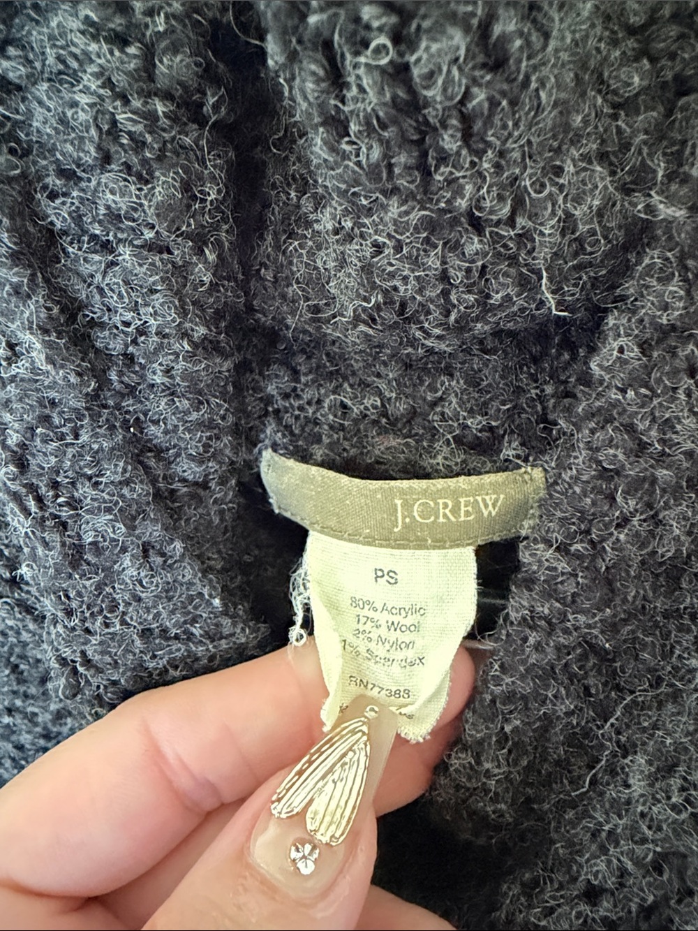 J. Crew Black Bouclé Turtleneck Sweater wool blend - Picture 3 of 4